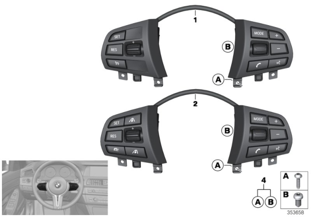 2015 BMW 328i xDrive Switch, Steering Wheel Diagram 2