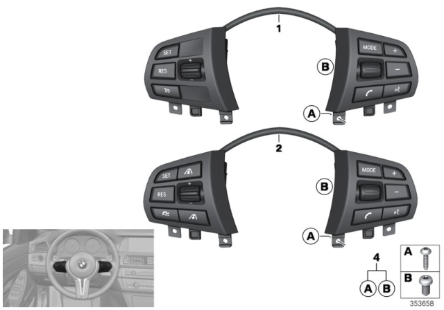 2013 BMW 335i xDrive Multifunct Steering Wheel Switch Diagram for 61319261860