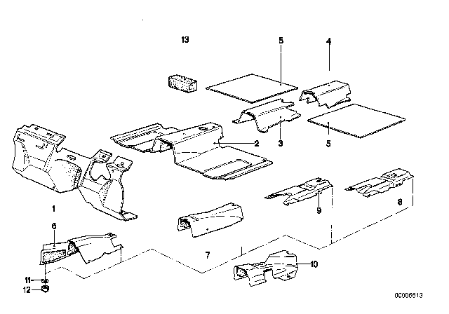 1979 BMW 528i Sound Insulation Floor Rear Diagram for 51481820229