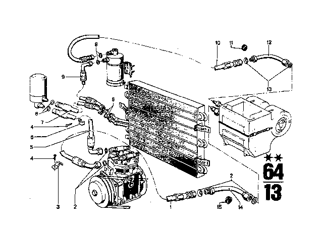 1971 BMW 2800CS Air Conditioning Unit Parts Diagram 2