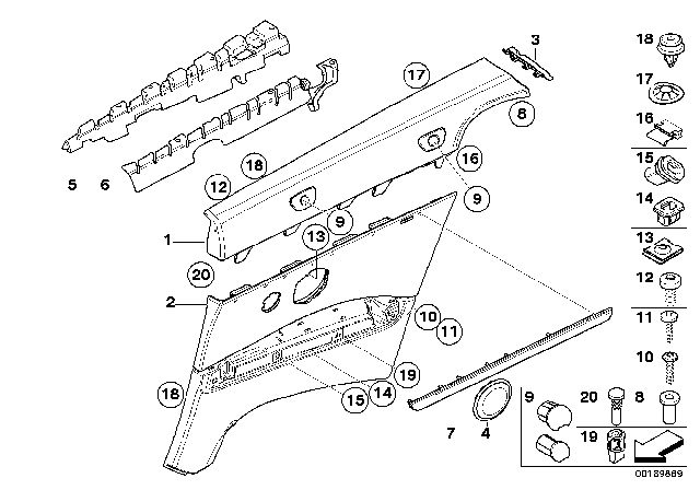 2011 BMW 328i Lateral Trim Panel Diagram 1