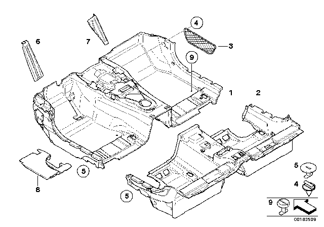 2008 BMW 650i Floor Covering Diagram