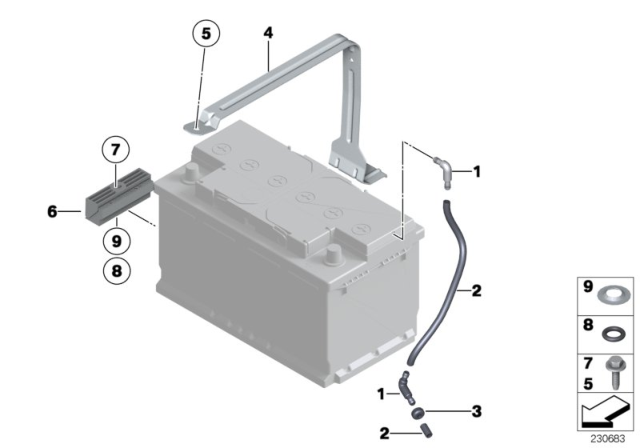 2016 BMW M5 Battery Holder And Mounting Parts Diagram 1