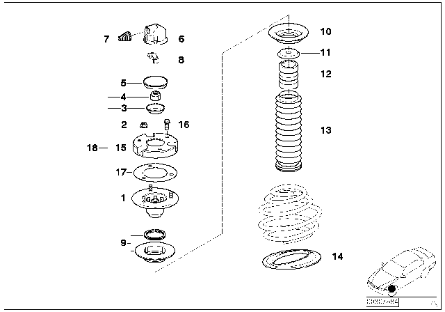 2001 BMW 750iL Guide Support / Spring Pad / Attaching Parts Diagram