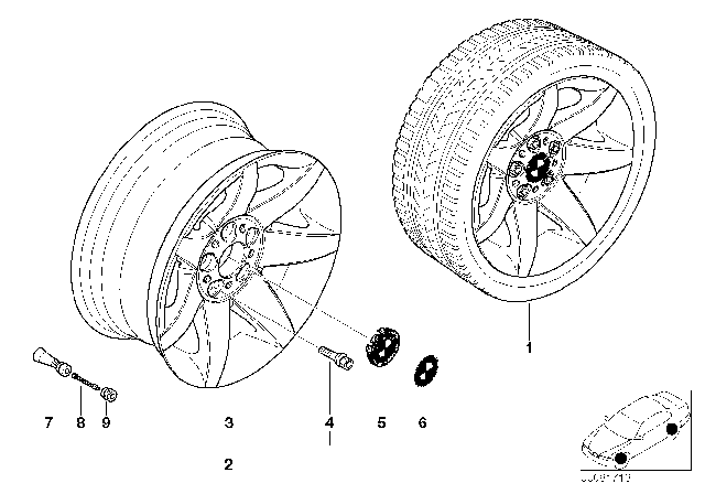 2002 BMW 540i BMW LA Wheel, Star Spoke Diagram