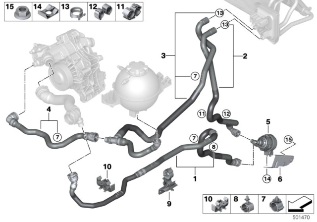 2020 BMW X3 M Cooling Water Hoses Diagram
