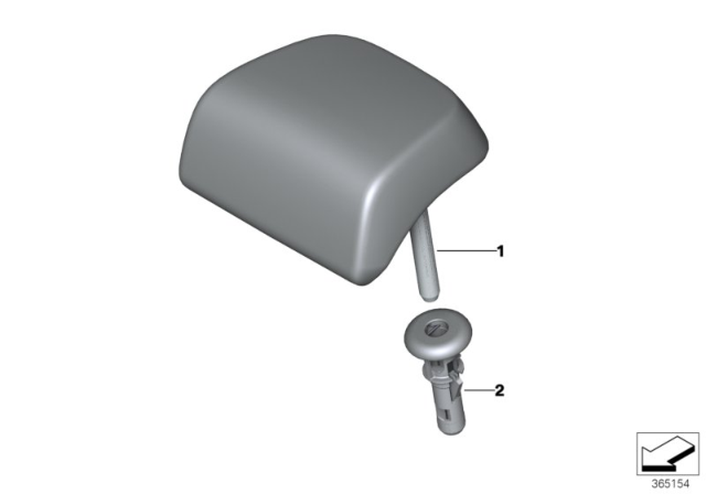 2015 BMW M3 Seat, Rear, Head Restraint Diagram