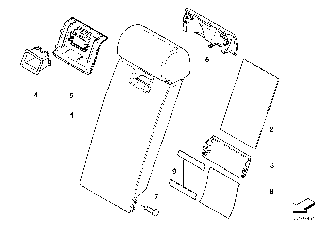 2005 BMW X3 Seat, Rear, Centre Armrest Diagram