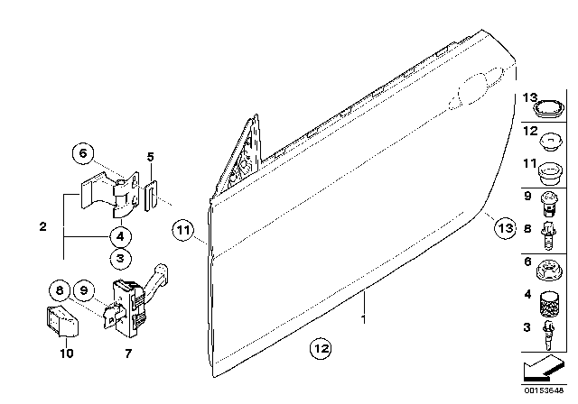 2010 BMW 128i Front Door - Hinge / Door Brake Diagram