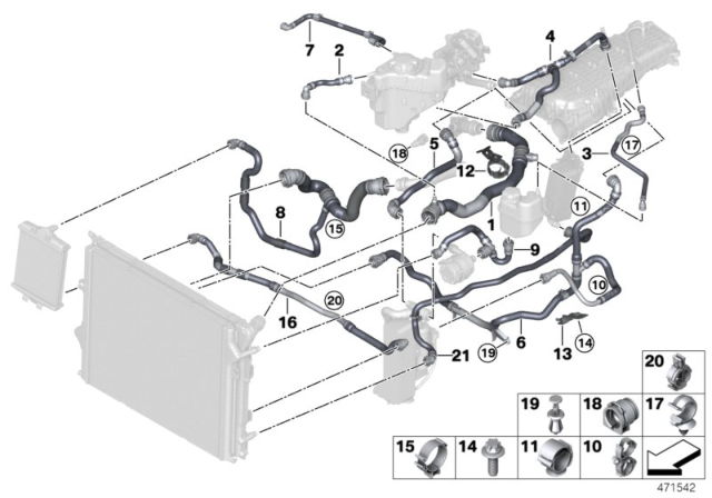 2018 BMW 340i xDrive Cooling System Coolant Hoses Diagram 3