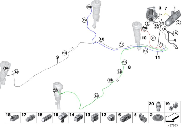 2020 BMW 750i xDrive Levelling Device / Tubing / Attaching Parts Diagram