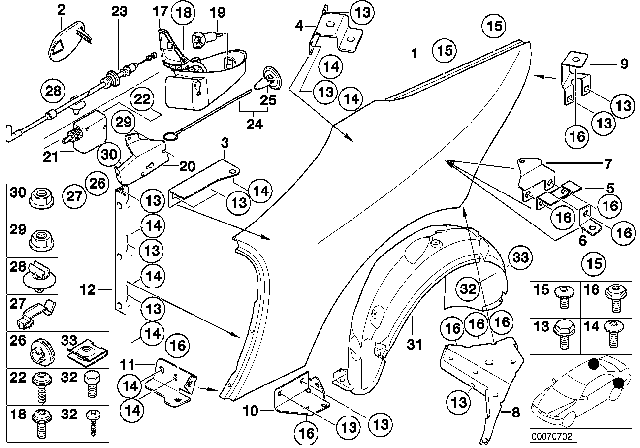 2001 BMW Z8 Bracket, Side Panel, Wheel Opening Right Diagram for 41357011654