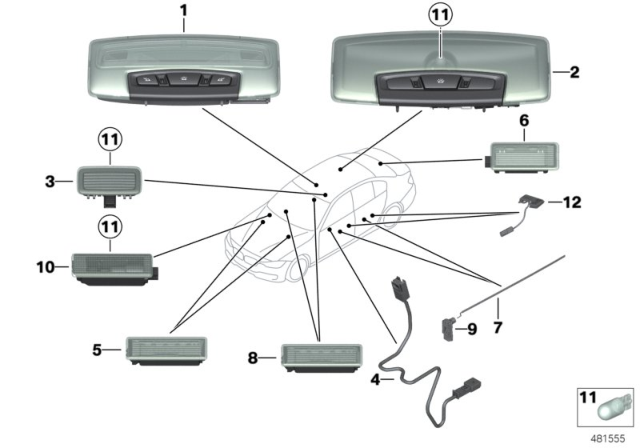2017 BMW M4 Various Lamps Diagram