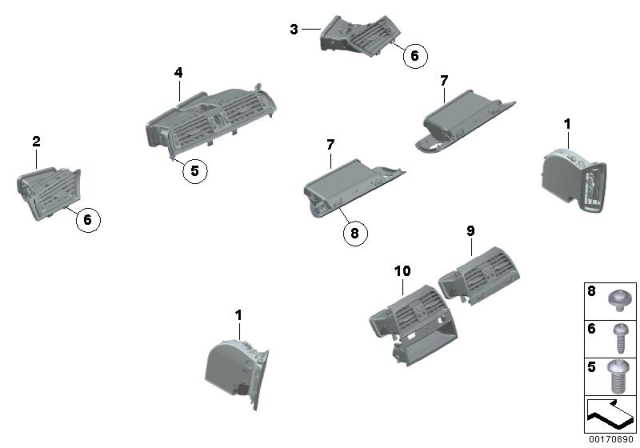 2010 BMW 750i Fresh Air Grille Diagram