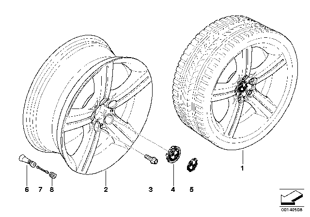 2008 BMW 328i BMW Light Alloy Wheel, Spider Spoke Diagram 6