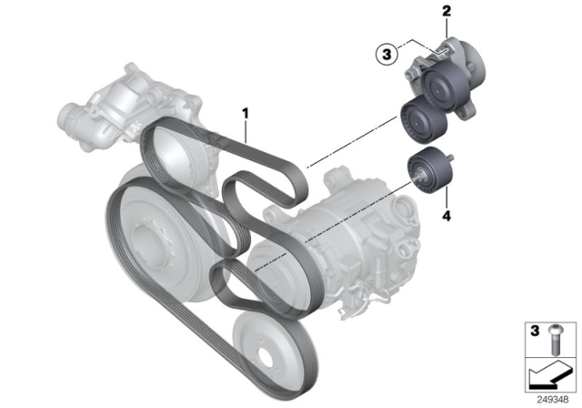 2015 BMW 535d Belt Drive For Air Conditioning & Power Steering Diagram