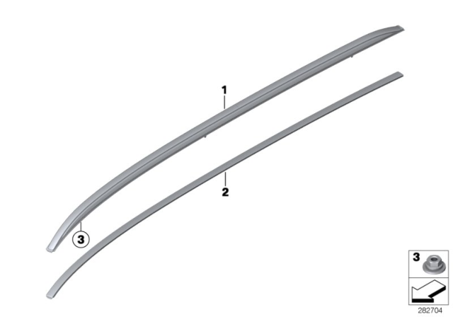 2015 BMW 328i xDrive Roof Moulding / Roof Rail Diagram