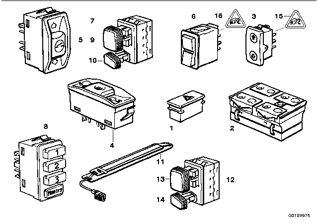 1992 BMW 750iL Various Switches Diagram 1