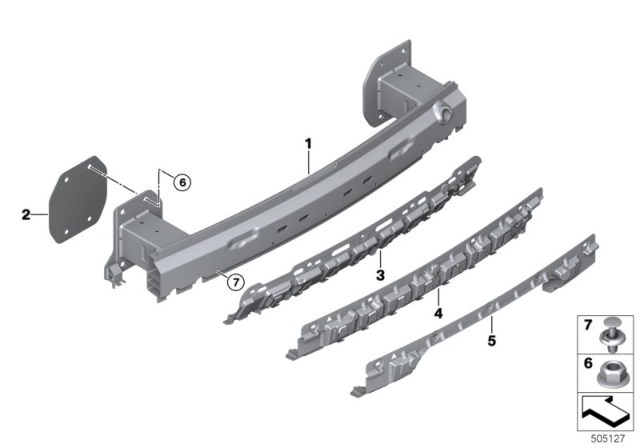 2020 BMW X6 REINFORCEMENT FOR BUMPER, RE Diagram for 51127496961