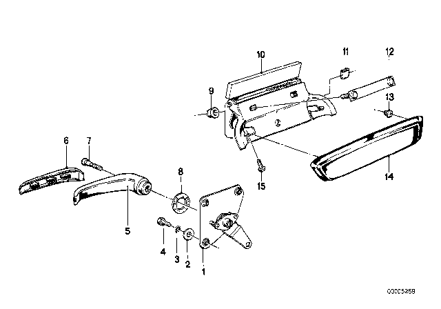 1982 BMW 320i Door Inner Handle Diagram for 51211847415