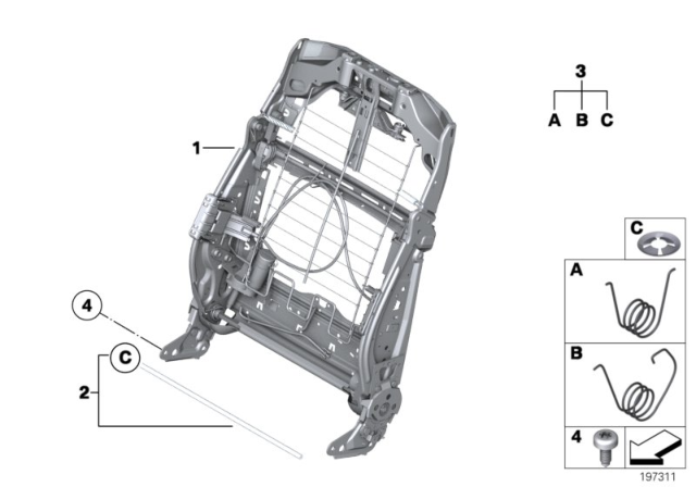 2012 BMW 550i xDrive Seat, Front, Backrest Frame Diagram