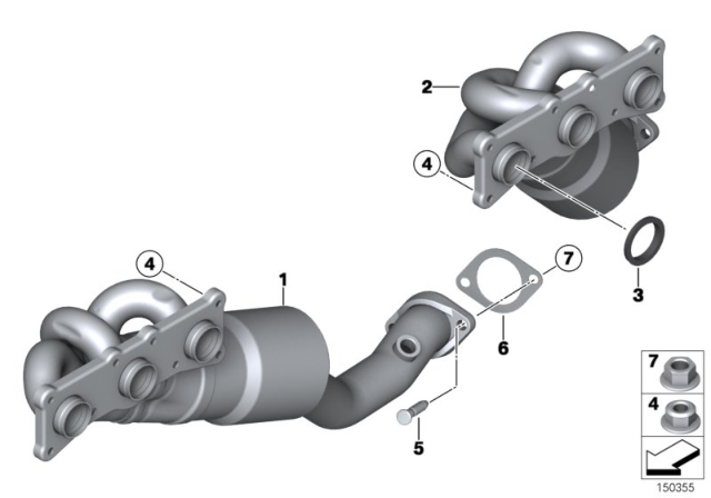 2006 BMW 530i Exhaust Manifold With Catalyst Diagram