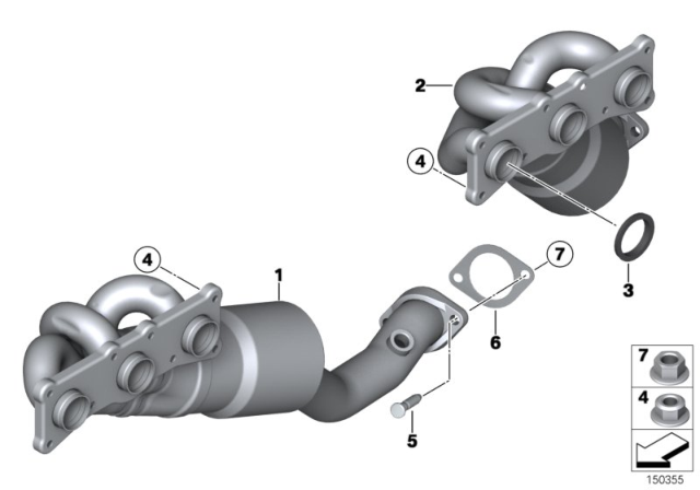 2007 BMW 525xi Exhaust Manifold With Catalyst Diagram