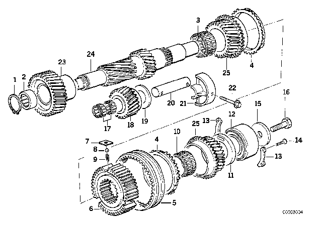 2004 BMW 325xi Countershaft / Reverse Gear (S5D) Diagram