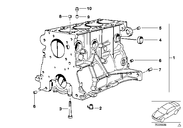 1996 BMW 318ti Engine Block & Mounting Parts Diagram 1