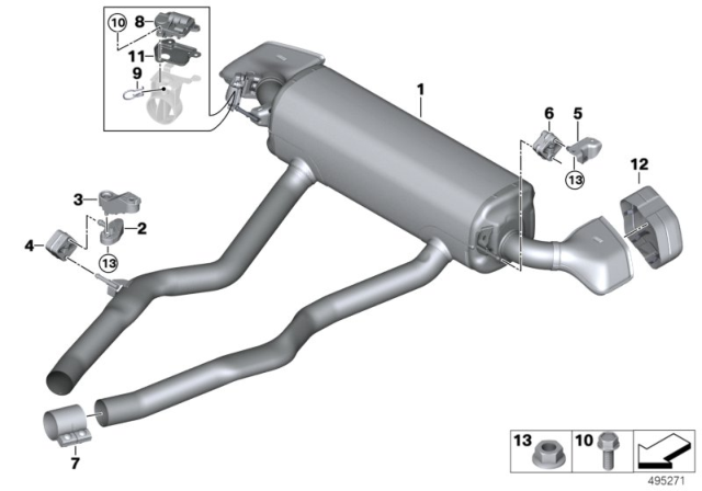 2020 BMW Z4 REAR MUFFLER WITH EXHAUST FL Diagram for 18309895674