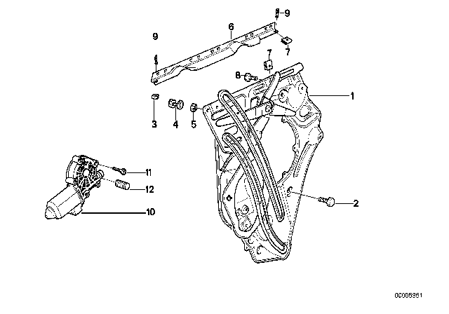 1993 BMW 850Ci Door Window Lifting Mechanism Diagram 4