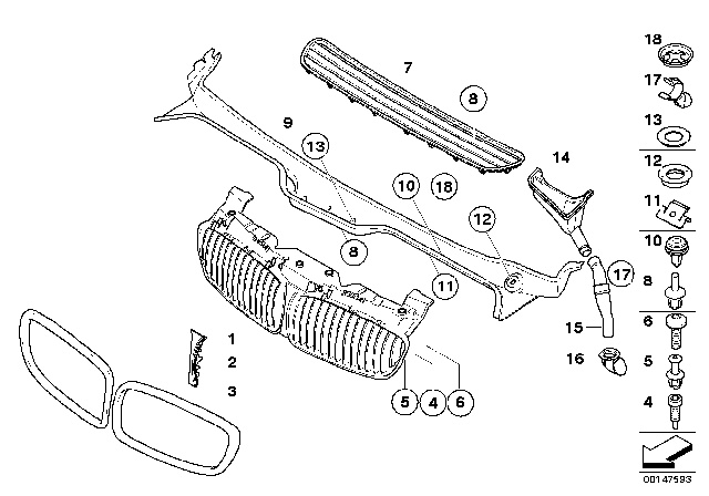 2004 BMW 760i Exterior Trim / Grille Diagram 2