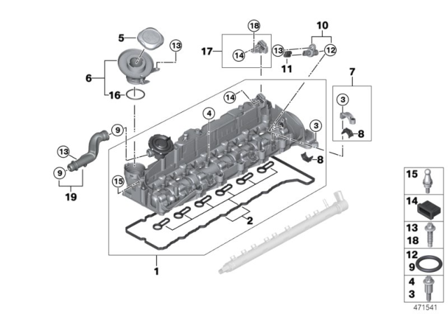 2014 BMW 535d xDrive Oil Filler Neck Diagram for 11128507608