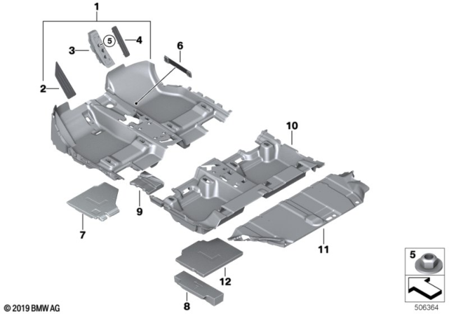 2020 BMW X1 Floor Covering Diagram