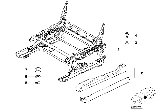 2004 BMW X5 Front Seat Rail Diagram 1