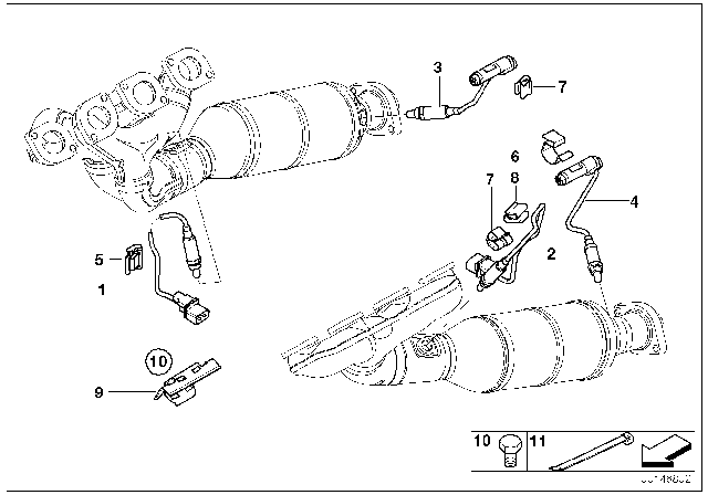 2007 BMW 650i Oxygen Sensor Front Right, Black Diagram for 11787540166