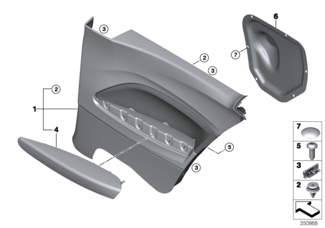 2020 BMW 230i xDrive TRIM PANEL CLOTH REAR RIGHT Diagram for 51437339608