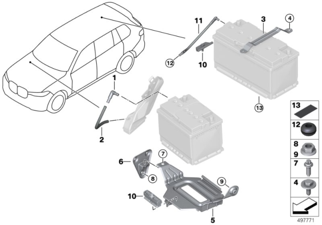 2019 BMW X7 Battery Clamping Rail Diagram for 61216832664