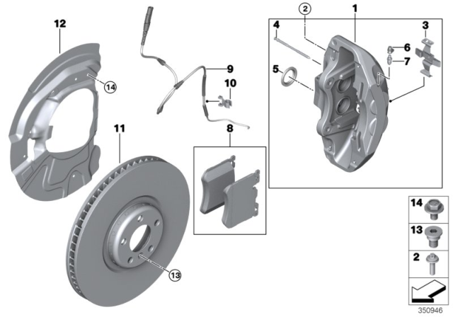 2015 BMW X6 M Performance Front Wheel Brake-Replace Diagram