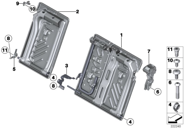 2012 BMW X3 Seat, Rear, Seat Frame Diagram 1