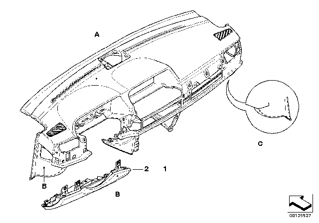 2003 BMW 745Li Individual Instrument Panel, Leather Diagram