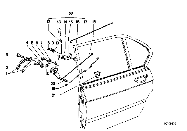 1975 BMW 530i Locking System, Door Diagram 2