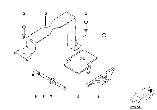 2000 BMW Z8 Battery Holder And Mounting Parts Diagram