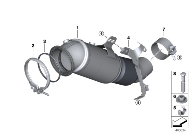 2020 BMW 440i xDrive Gran Coupe Holder Catalytic Converter Near Engine Diagram for 18328648236