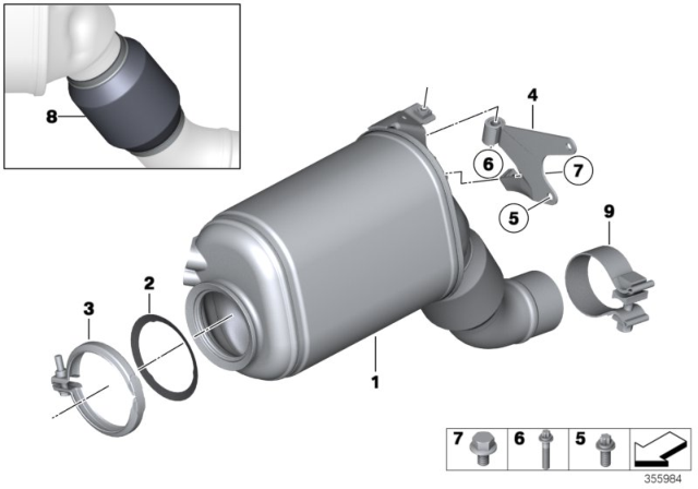 2015 BMW 740Ld xDrive Catalyzer / Diesel Particulate Filter Diagram 1