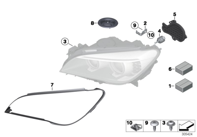 2014 BMW 750Li Single Components For Headlight Diagram 2