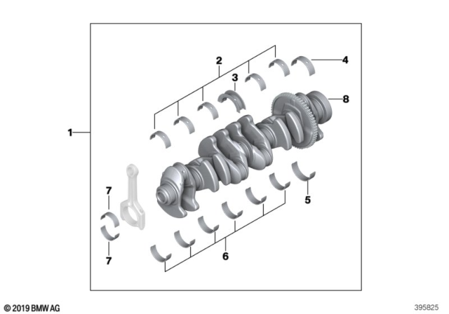 2011 BMW 128i Crankshaft With Bearing Shells Diagram