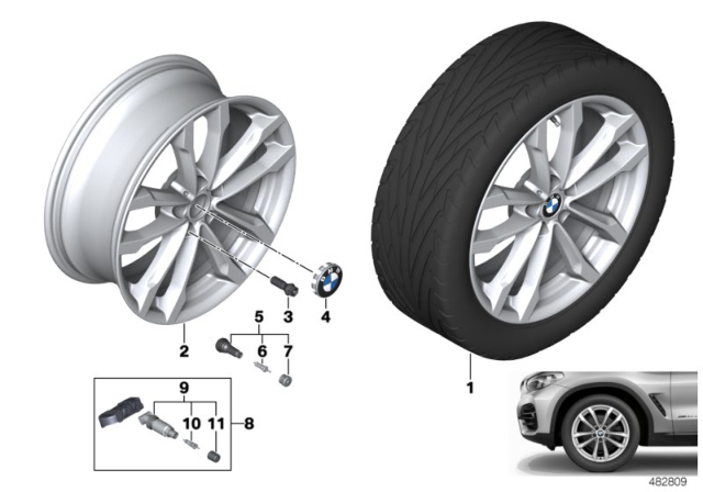 2020 BMW X3 Light Alloy Disc Wheel Reflexsilber Diagram for 36116877325