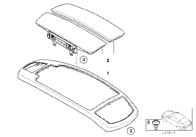 2003 BMW 760Li Set Of Covers, Centre Armrest Diagram for 51167018150