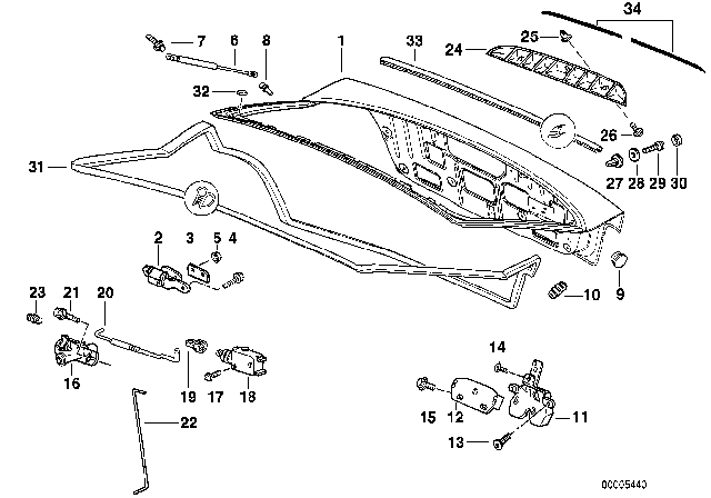 1999 BMW 318ti Trunk Lid Diagram for 41628239225